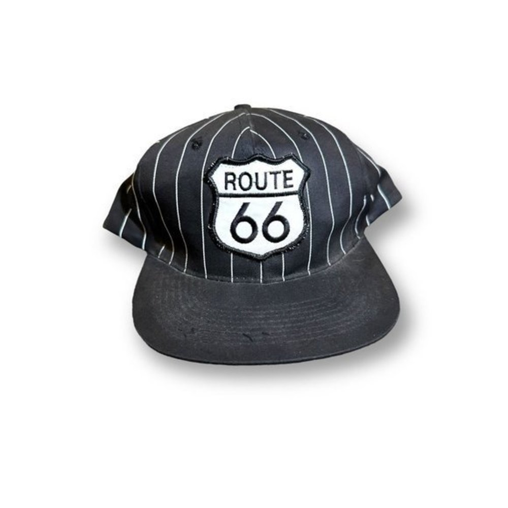 Vintage Route 66 Snap Back Hat Black & White